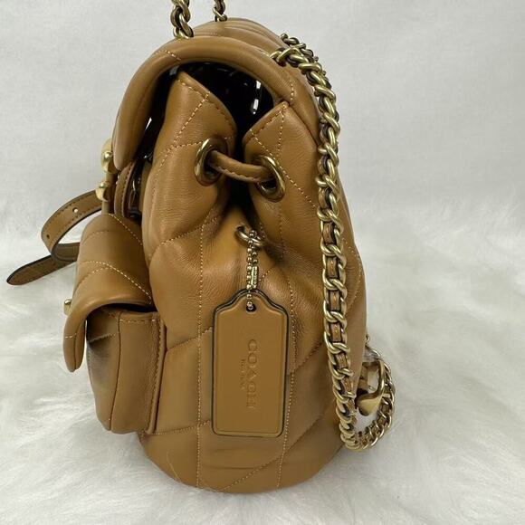 Coach Tabby Backpack W/ Pillow Quilting Crossbody Leather/Honey Brown CU076 NWT - Picture 3 of 13